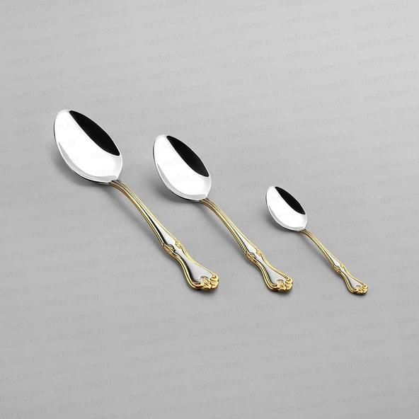 Nehir Lalezar Altın Sade 89 Parça Çatal Kaşık Bıçak Takımı - Resim 2