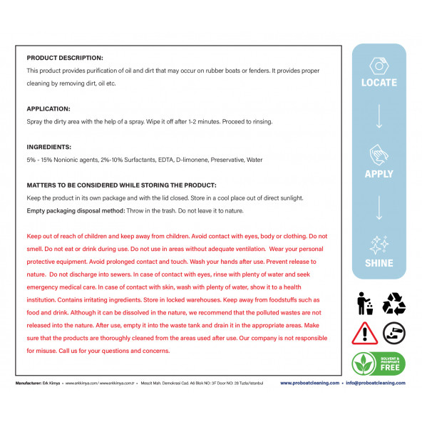 Professional Boat And Fender Cleaner / Profesyonel Bot Ve Usturmaça Temizleyici 5 Lt - 2