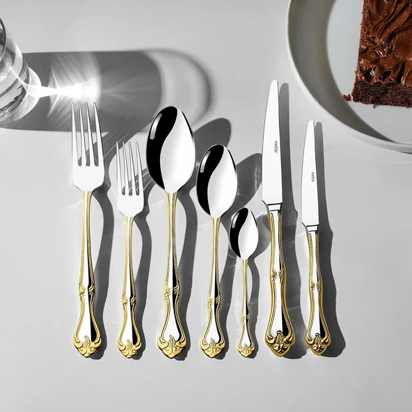 Nehir Lalezar Altın Sade 89 Parça Çatal Kaşık Bıçak Takımı ürün görseli