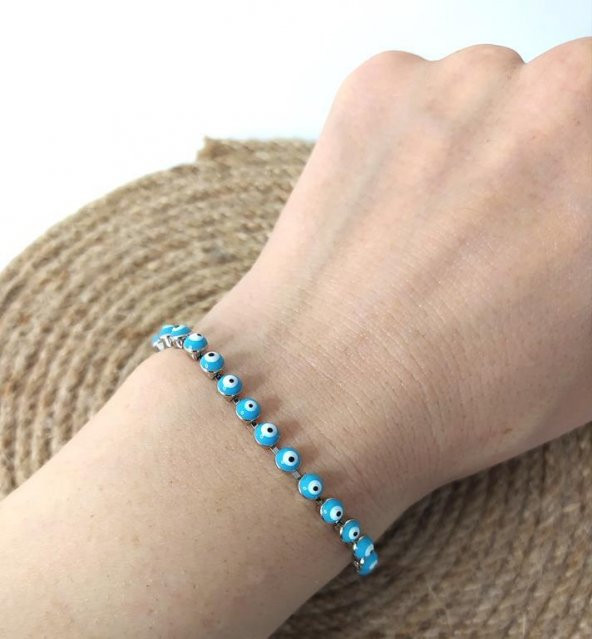 Bileklik Nazar Boncuklu Ayarlanabilir Asansörlü Kötü Göz Kovucu Bileklik 13484 - 3