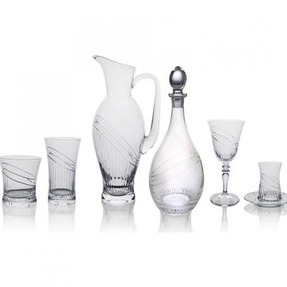 Kcd Seremoni Sade 61 Parça Cam Sofra Sunum Çeyiz Seti Su Bardak Takımı Kesme El Dekor - Resim 2