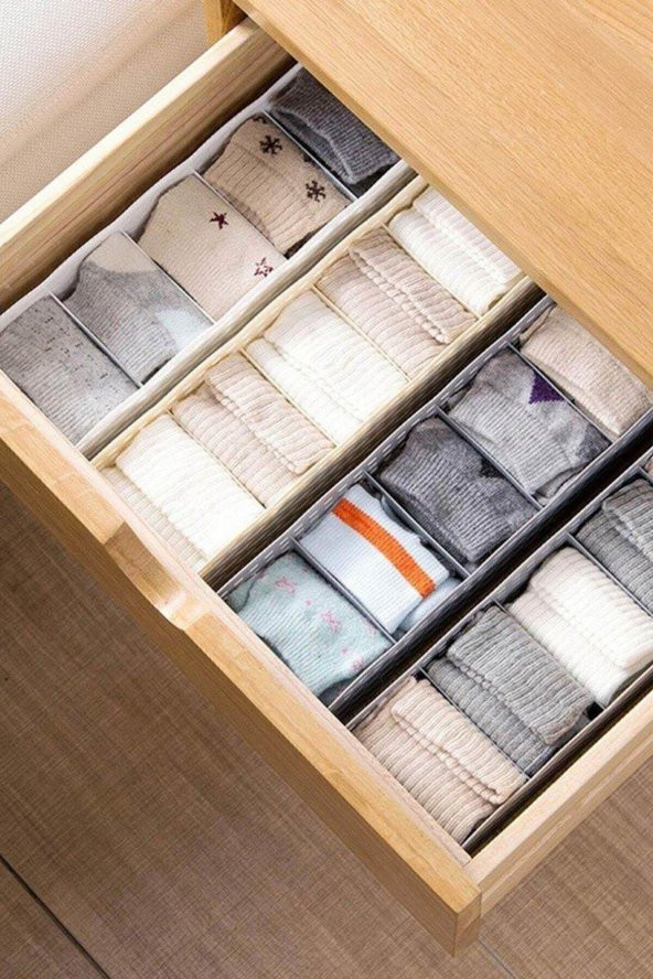 4 Adet 5 Gözlü Çekmece Içi Çorap Düzenleyici