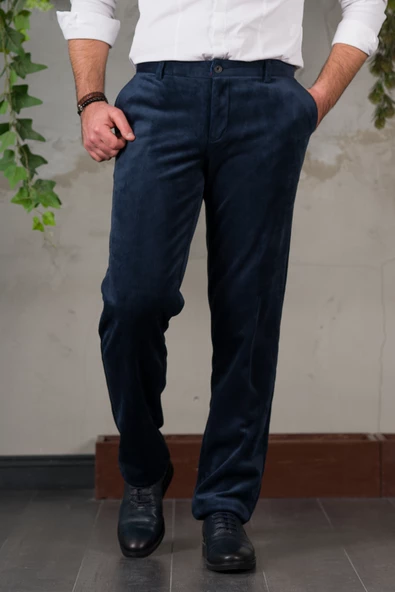 İNCE FİTİLLİ REGULAR KESİM BORU PAÇA ERKEK KADİFE PANTOLON - 12