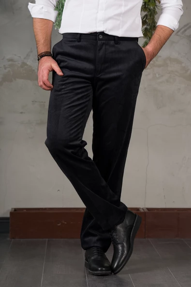 İNCE FİTİLLİ REGULAR KESİM BORU PAÇA ERKEK KADİFE PANTOLON - 3