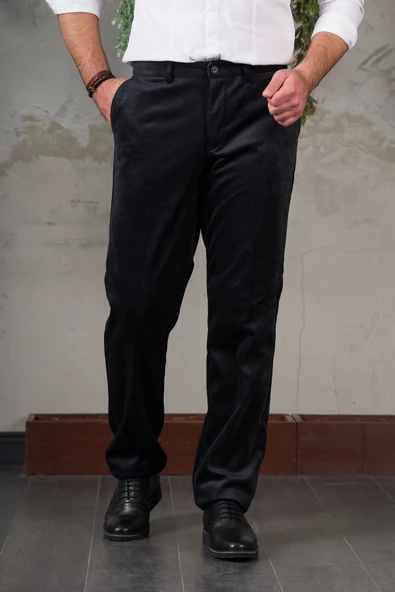 İNCE FİTİLLİ REGULAR KESİM BORU PAÇA ERKEK KADİFE PANTOLON - 2