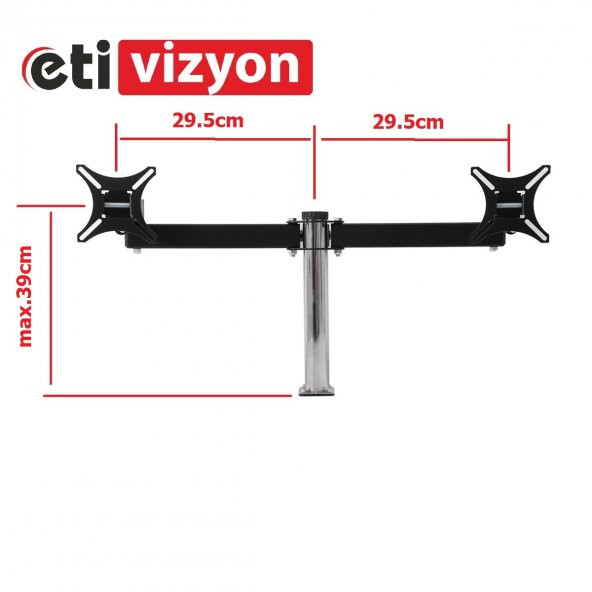 Etivizyon DM-02 Masa Üstü Monitör Askı Aparatı iki kollu 17"-24" - 2