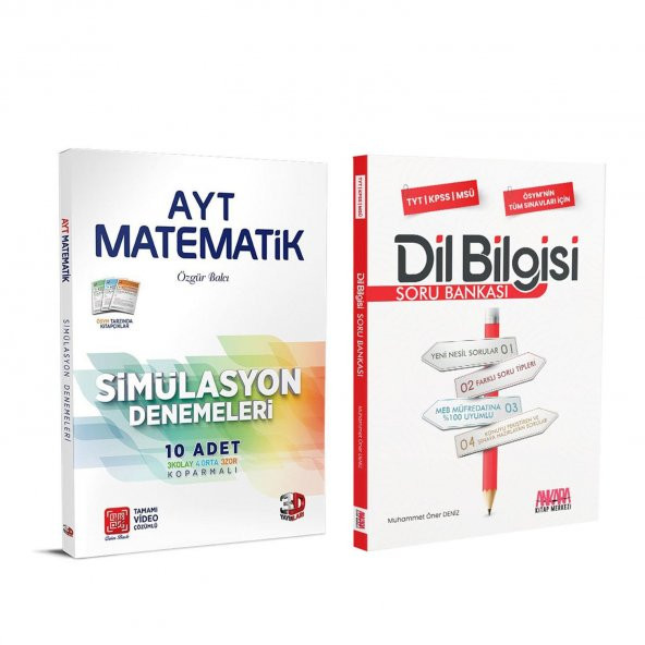 3D AYT Matematik Deneme ve AKM Dil Bilgisi Soru Bankası Seti 2 Kitap