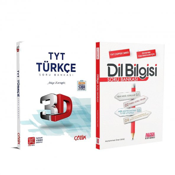 3D TYT Türkçe ve AKM Dil Bilgisi Soru Bankası Seti 2 Kitap