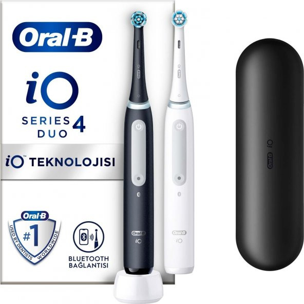 Oral-B Io 4 Şarjlı Diş Fırçası Seti 2Li - Mat Siyah  Beyaz