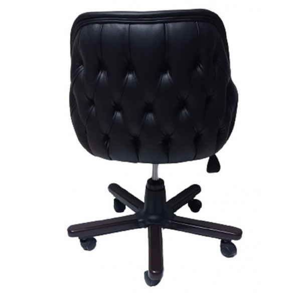 Ofis Koltuğu Çalışma Sandalyesi Ahşap Ayaklı Siyah Renkli Suni Deri