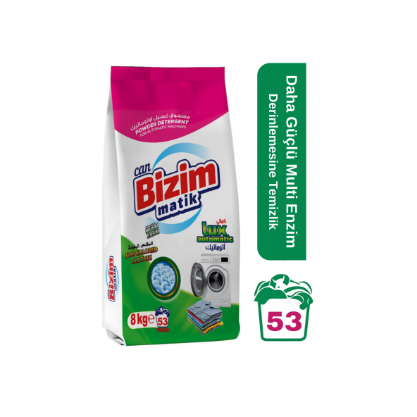 Can Bizim Matik Toz Deterjan Renkliler ve Beyazlar İçin Derinlemesine Temizlik 8 Kg