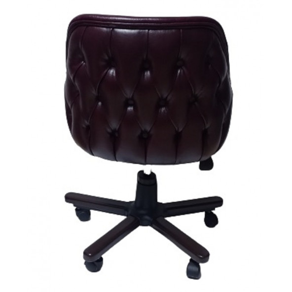 Ofis Koltuğu Çalışma Sandalyesi Ahşap Ayaklı Bordo Suni Deri - Resim 3