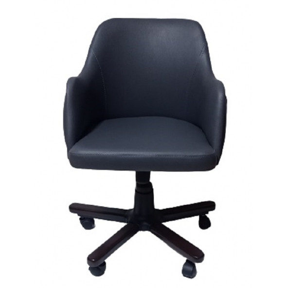 Ofis Koltuğu Çalışma Sandalyesi Ahşap Ayaklı Antrasit Suni Deri