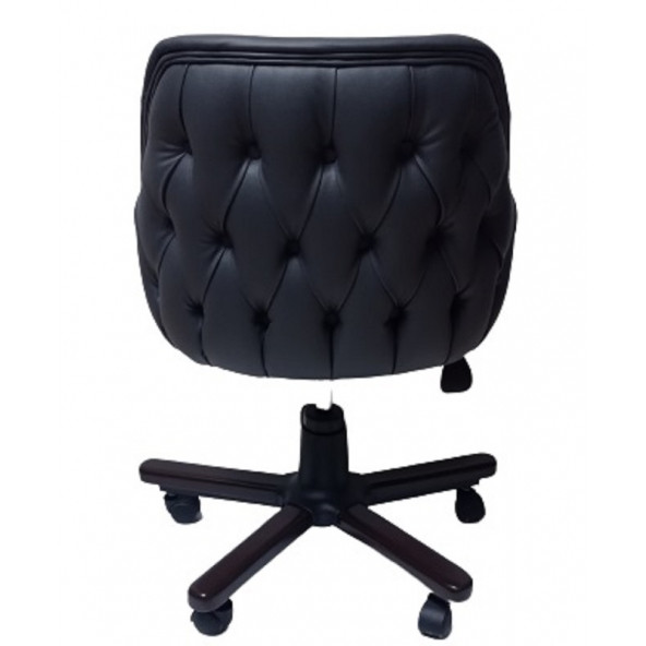 Ofis Koltuğu Çalışma Sandalyesi Ahşap Ayaklı Antrasit Suni Deri - 3