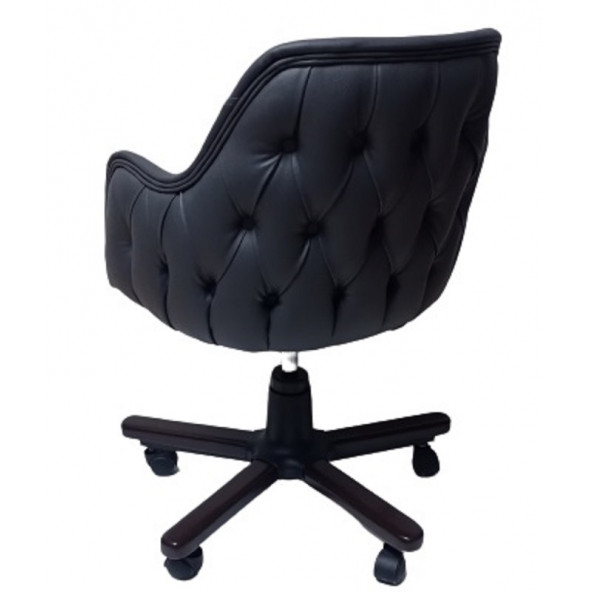 Ofis Koltuğu Çalışma Sandalyesi Ahşap Ayaklı Antrasit Suni Deri - 4