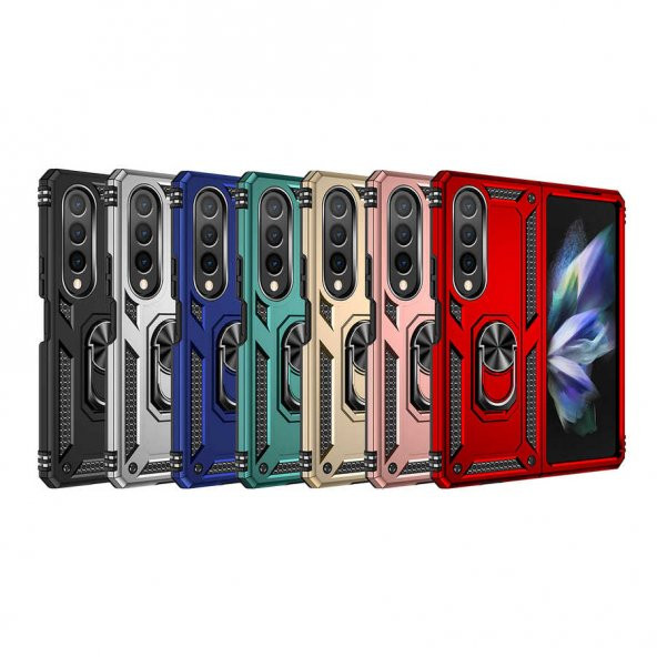 Samsung Galaxy Z Fold 4 Kılıf Yüzüklü Magnetic Standlı Vega Kapak - 2