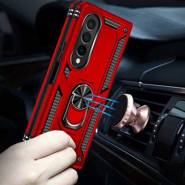 Samsung Galaxy Z Fold 4 Kılıf Yüzüklü Magnetic Standlı Vega Kapak - 9