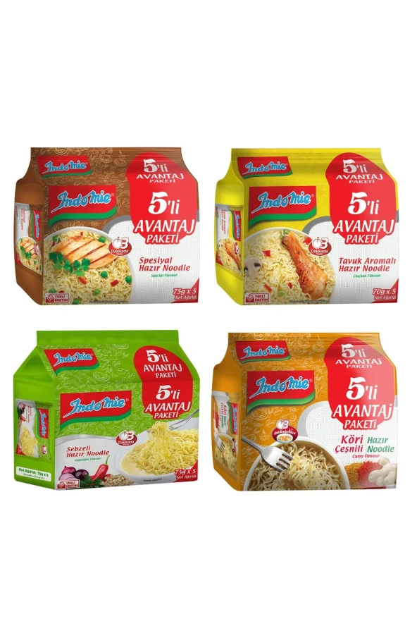Indomie Noodle 75gr x 5 li Avantaj Paket 4 lü Karma Set