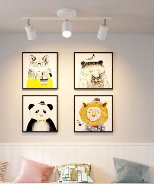 MYLİGHTS  MODERN SPOR ÜÇLÜ LED SPOT LED AVİZE PANASONIC GÜNIŞIĞI AMPULLÜ