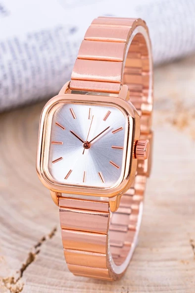 Rose Renk Çelik Zarif Minimal Kadın Kol Saat ST-304263 - Resim 3