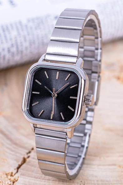 Hemera Gümüş Kordon Siyah Kadran Kadın Kol Saat ST-304264 - Resim 3