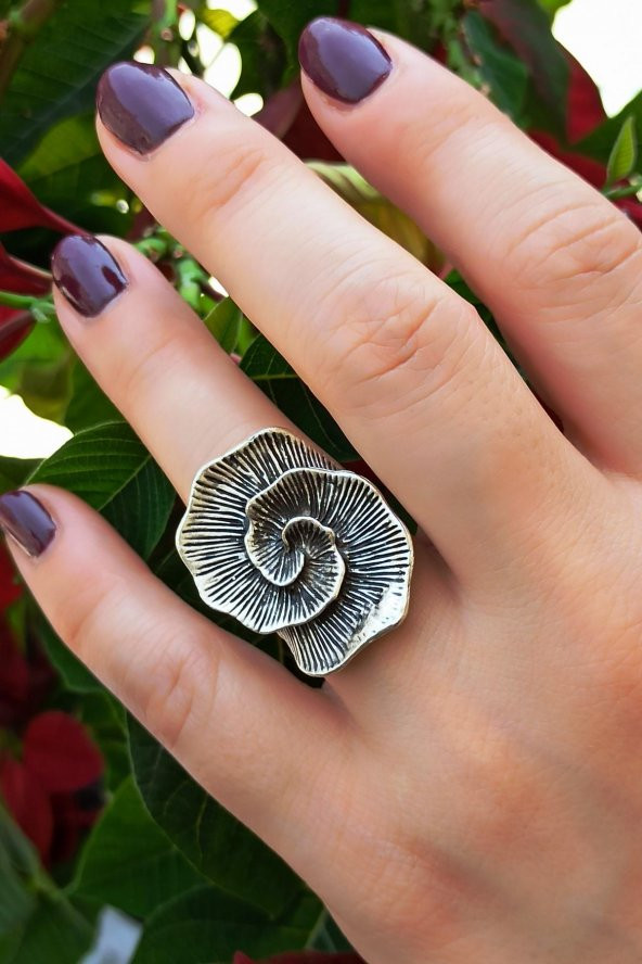 Spiral Şekilli Kadın Yüzük Gümüş Kaplama Ayarlanabilir El Yapımı Kadın Yüzük - 2