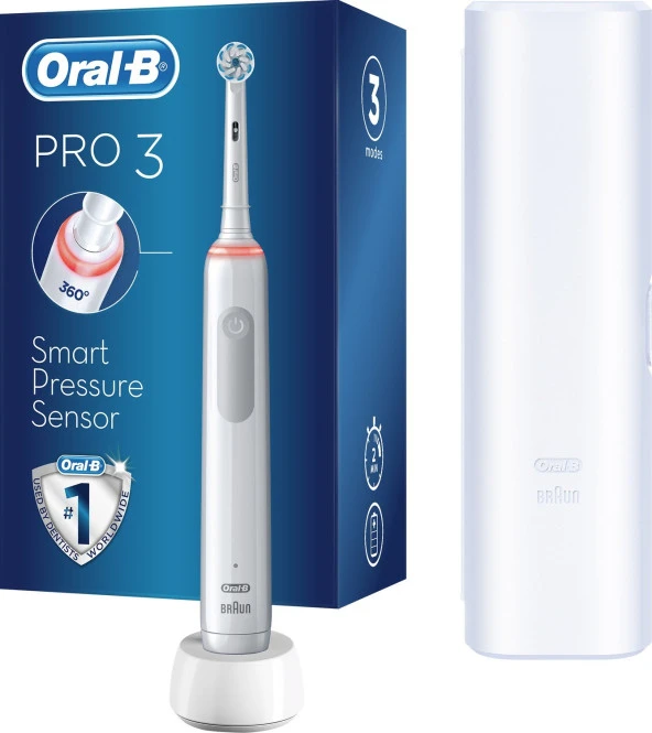 Oral-B Pro 3500 Şarj Edilebilir Diş Fırçası Beyaz Seyahat Kabı hediyeli