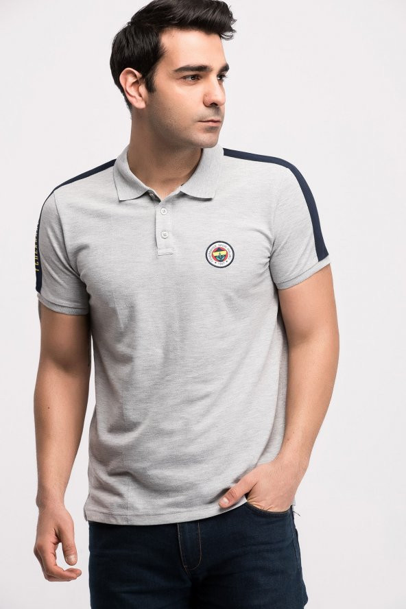 Fenerbahçe Orijinal Beku Gri Melanj Çocuk Polo Yaka T-Shirt - Resim 2