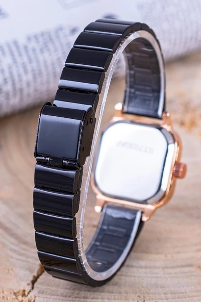 Kare Siyah Renk Çelik Kordon Minimal Series Kadın Kol Saati ST-304266 - Resim 2