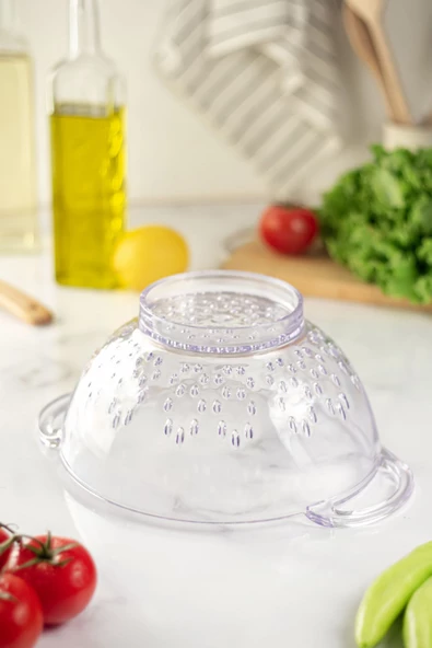 Akrilik Şeffaf Makarna Süzgeçi & Sebze Meyve Süzgeçi - 5