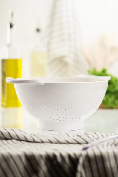 Akrilik Beyaz Makarna Süzgeçi & Sebze Meyve Süzgeçi - 4