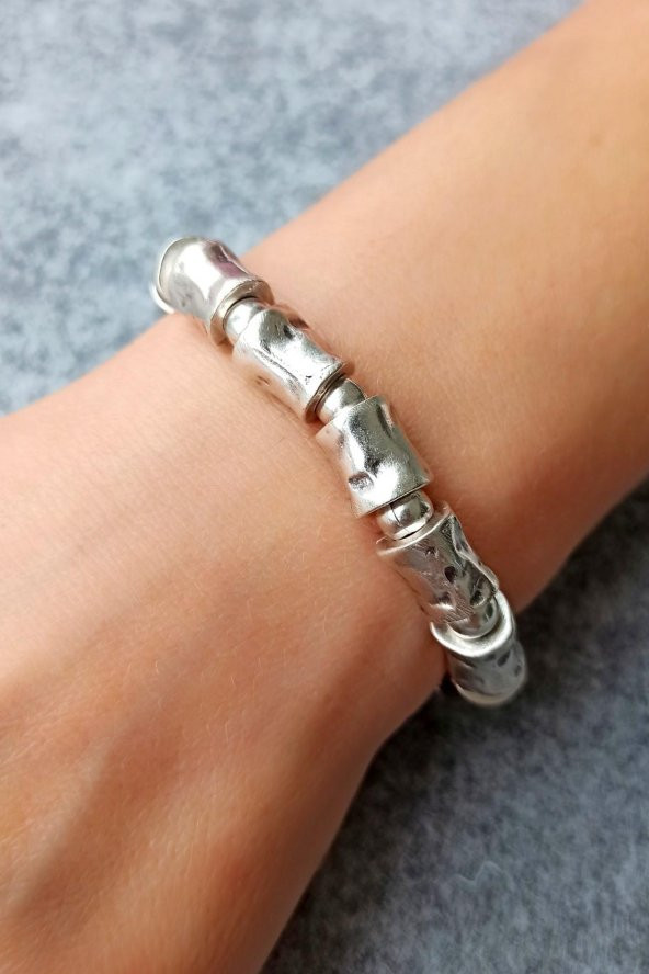 Otantik Şekilli Kadın Bileklik Gümüş Kaplama El Yapımı Ayarlanabilir Kadın Bileklik ürün görseli 1