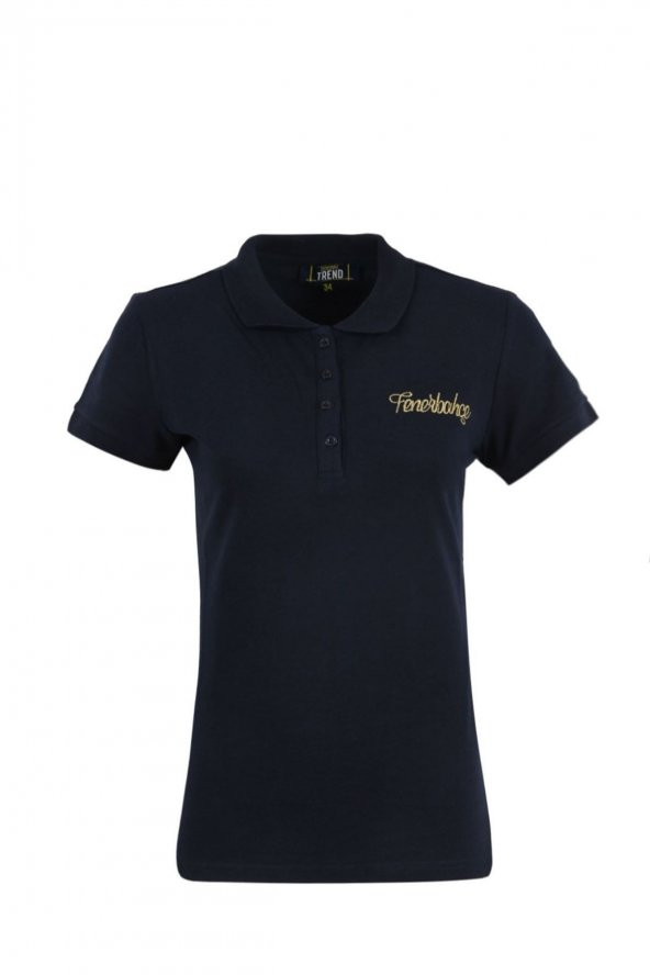 Fenerbahçe Kadın Polo Yaka Tribün Lacivert Tshirt Özel Hediyelik Ahşap Kutulu - 2
