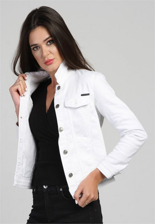 Yeni Stil Beyaz Bayan Kot Ceket