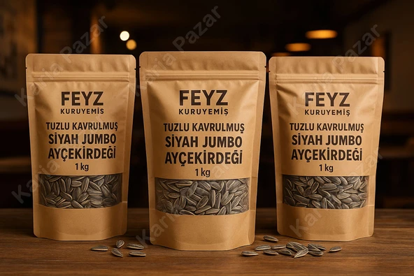 Tuzlu Kavrulmuş Siyah Jumbo Ayçekirdeği 3 kg | Aile Boyu Lezzet - 1