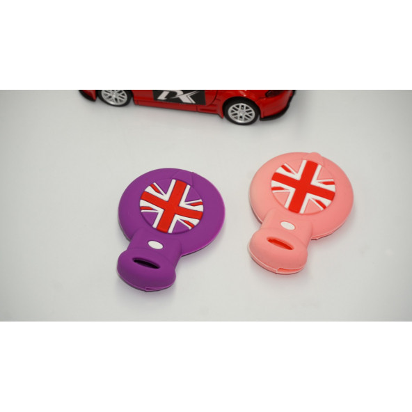 Mini Cooper Clubman Countryman R56 Silikon Anahtar Pembe Mor Kılıf Seti - 2