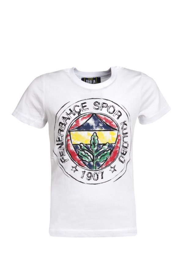 Fenerbahçe Beyaz Çocuk Tribün Sulu Boya Logo T-Shirt TK010C9Y14 - Resim 2