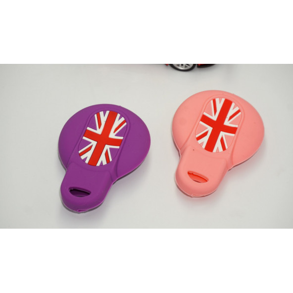 Mini Cooper S Roadster R50 R53 F54 F55 F56 Silikon Anahtar Mor Pembe Kılıf Seti - Resim 2