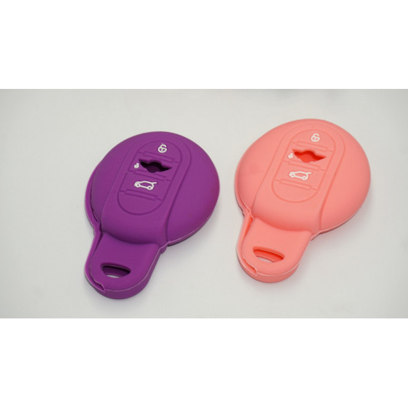 Mini Cooper S Roadster R50 R53 F54 F55 F56 Silikon Anahtar Mor Pembe Kılıf Seti - Resim 4