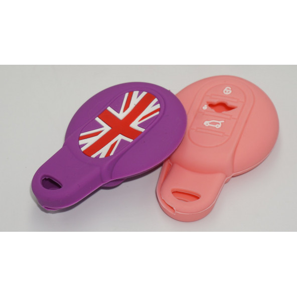 Mini Cooper S Roadster R50 R53 F54 F55 F56 Silikon Anahtar Mor Pembe Kılıf Seti - Resim 5