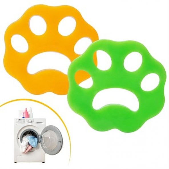 BUFFER&reg 2 Adet Evcil Hayvanlar ve Çamaşır Makinesi İçin Pati Şekilli Renkli Tüy Temizleme Aparatı