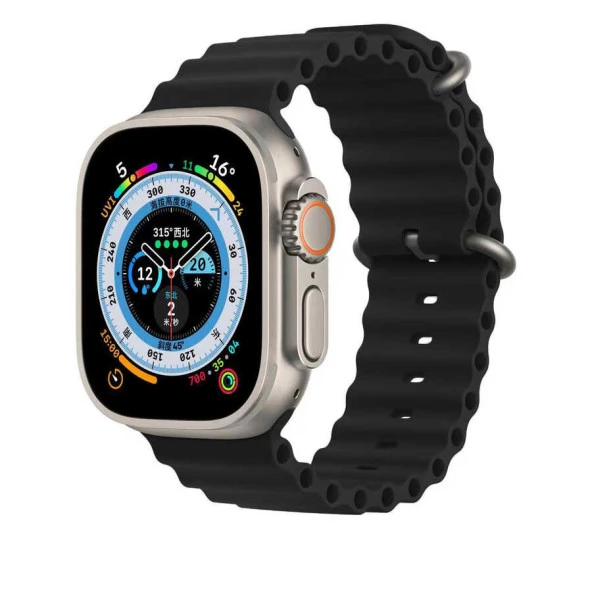 Apple Watch 7 45mm Zore KRD-75 Silikon Kordon. Saat Değildir. Lyon Tech  Siyah