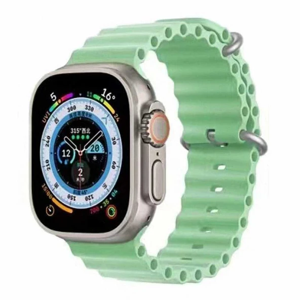 Apple Watch 7 45mm Zore KRD-75 Silikon Kordon. Saat Değildir. Lyon Tech  Açık Yeşil