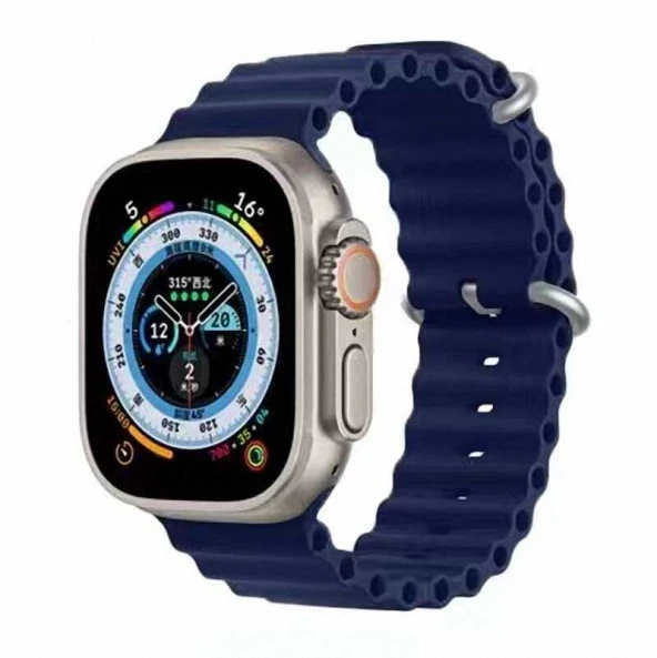 Apple Watch 7 45mm Zore KRD-75 Silikon Kordon. Saat Değildir. Lyon Tech  Lacivert