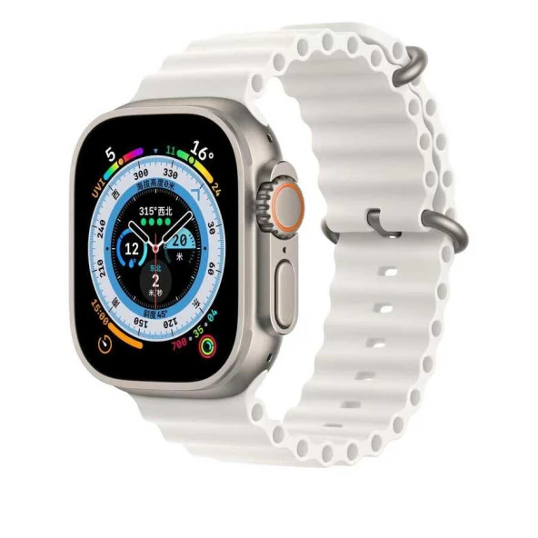Apple Watch 7 45mm Zore KRD-75 Silikon Kordon. Saat Değildir. Lyon Tech  Beyaz