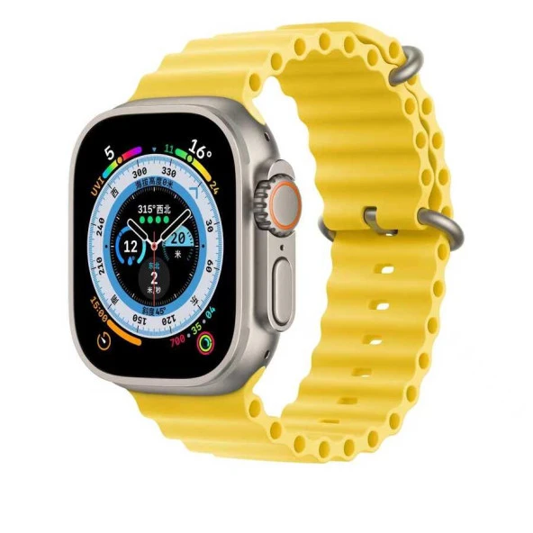 Apple Watch 7 45mm Zore KRD-75 Silikon Kordon. Saat Değildir. Lyon Tech  Sarı