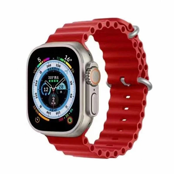 Apple Watch 7 45mm Zore KRD-75 Silikon Kordon. Saat Değildir. Lyon Tech  Kırmızı