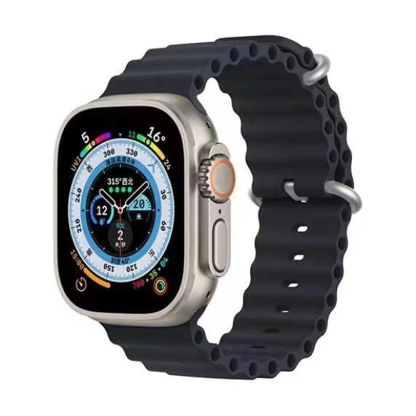 Apple Watch 7 45mm Zore KRD-75 Silikon Kordon. Saat Değildir. Lyon Tech  Midnight