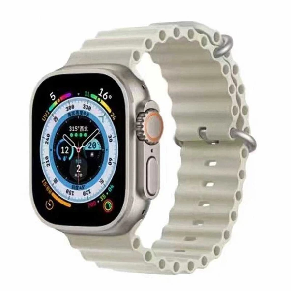 Apple Watch 7 45mm Zore KRD-75 Silikon Kordon. Saat Değildir. Lyon Tech  Krem