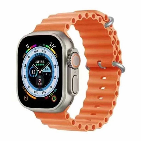 Apple Watch Ultra 49mm Zore KRD-75 Silikon Kordon Saat Değildir. Lyon Tech  Turuncu